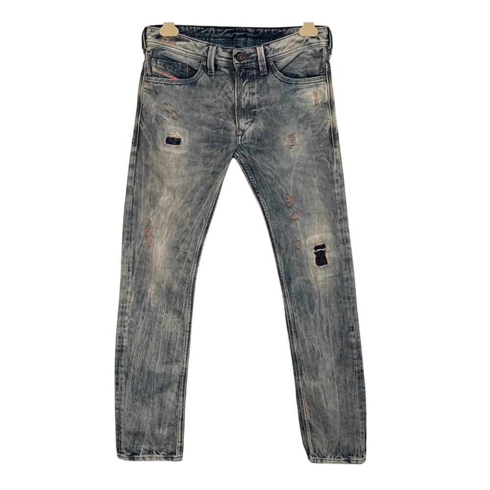 Diesel Industry Distressed Jeans Slim Fit Blue 813z Acid Wash size 30 Patched